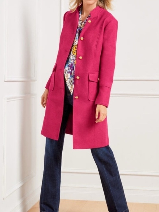 Talbots Jackets & Blazers - Talbots Fuschia Military Long Coat Size 4
